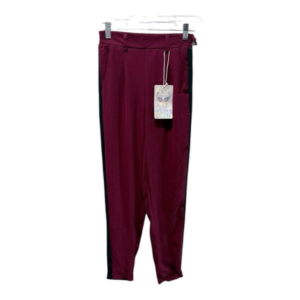 NWT harmony havoc Dress Pants Women Juniors Size 0 Burgundy Straight Leg Cuffed